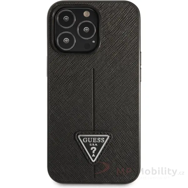 Guess PU Saffiano Triangle kryt iPhone 13 Pro černý