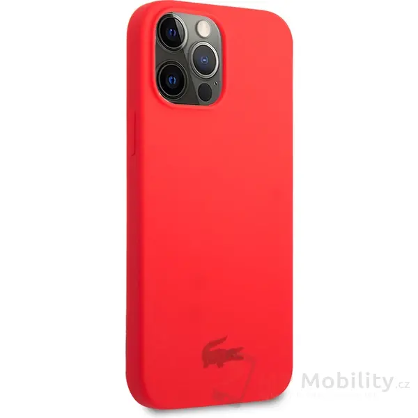 Lacoste Liquid Silicone Glossy Printing Logo Kryt pro iPhone 13 Pro Red