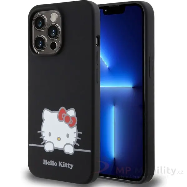 Hello Kitty Liquid Silicone Daydreaming Logo kryt iPhone 13 Pro černý