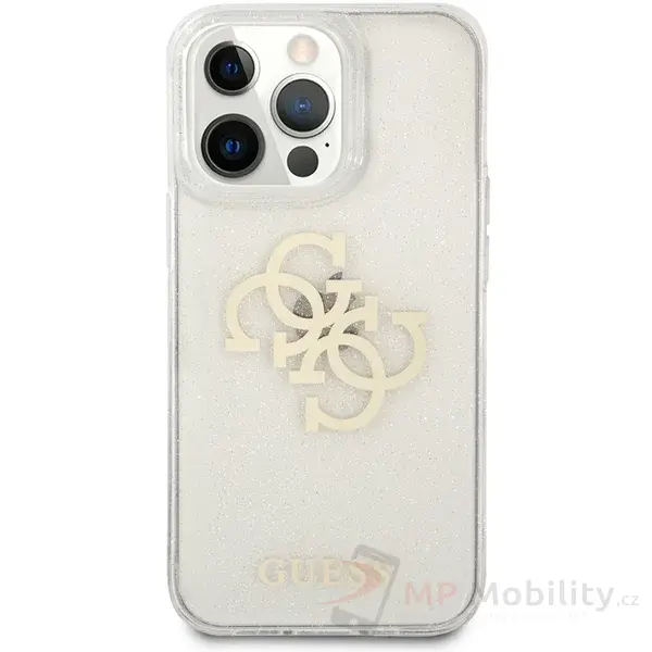 Guess y Big 4G Full Glitter Case iPhone 13 Pro Max čirý