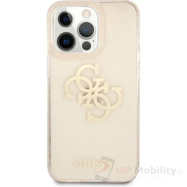 Guess TPU Big 4G Full Glitter Case iPhone 13 Pro Max zlatý