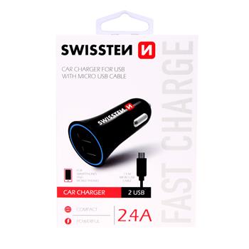 SWISSTEN CL ADAPTÉR 2,4A POWER 2x USB + KABEL MICRO USB
