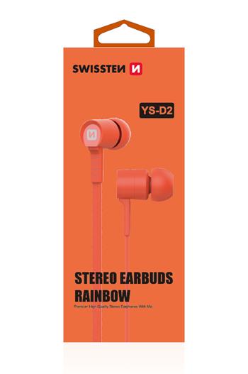SLUCHÁTKA SWISSTEN EARBUDS RAINBOW YS-D2 ORANŽOVÉ