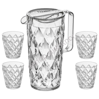 Karafa a 4 skleničky Koziol Crystal