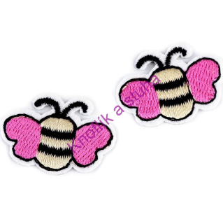 Nažehlovačka ~ 20x30 mm ~ včela ~ růžová
