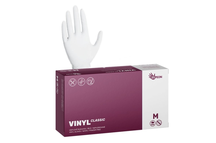 Vinylové rukavice VINYL CLASSIC 100 ks, nepudrované, bílé, velikost L