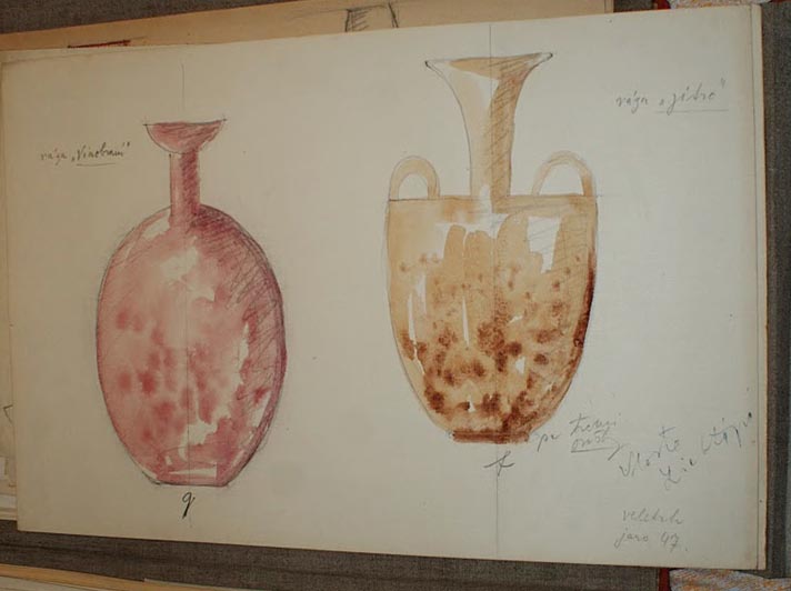 Návrh váz - Vlasta Lichtágová 1947